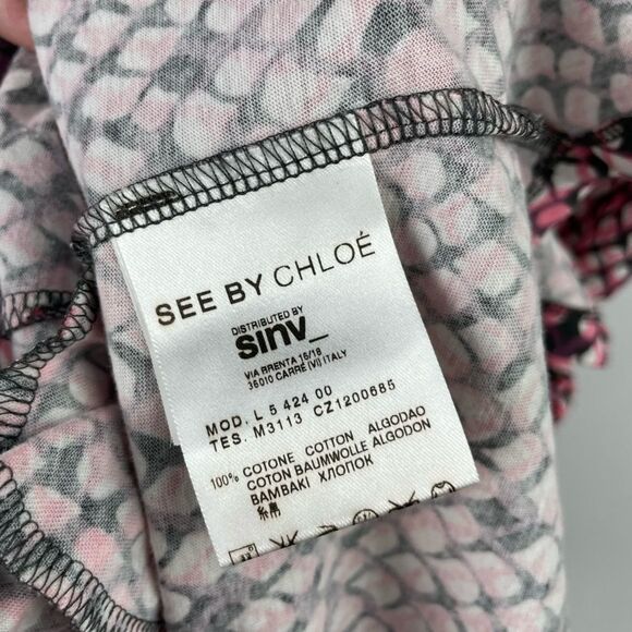 See By Chloe Pink Printed T Shirt Dress Size 2 - Picture 6 of 6